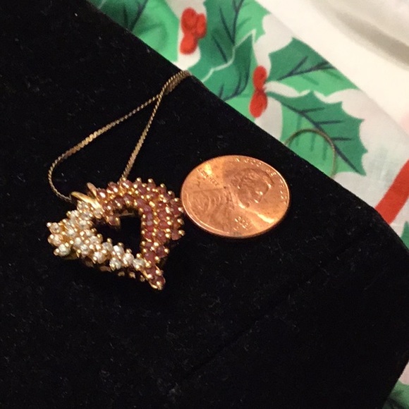 19.  Sterling Silver Ruby Red Heart ❤️ Awesome Stunning Necklace See Photos - Picture 7 of 11